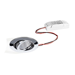 Otutdoor Recessed LED spot set, IP65, round, 230V AC, 6W 3000K 650lm 38�, swivelling, chrome