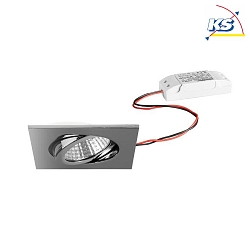 Recessed outdoor LED spot set, IP65, square, 230V AC, 6W 3000K 650lm 38, swivelling, chrome