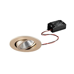 Lumi�re encastr�e TIRREL-R rond, pivotant, commutable IP20, champagne  6W 680lm 3000K 38� 38� CRI >80