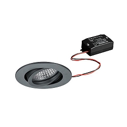 Lumi�re encastr�e TIRREL-R rond, pivotant, commutable IP20, titane  6W 680lm 3000K 38� 38� CRI >80