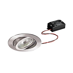 Downlight rond, pivotant IP20, acier inoxydable 