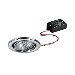 Projecteur encastré BRONNY LED ON/OFF rond, pivotant, conducteur inclus, lot de 1 IP20, chromé poli