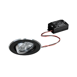 Downlight rond, pivotant IP20, aluminium, noir  