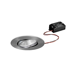 Lumi�re encastr�e BB23 rond, pivotant, commutable IP65, nickel  7W 620lm 3000K 36� 36� CRI >80