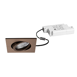 Projecteur encastré TIRREL-S LED DIM angulaire, pivotant, marron métallisé mat gradable
