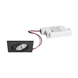 Lumi�re encastr�e pivotant, carr� IP20, noir  gradable 6W 640lm 3000K 20-40� 20-40� CRI 80-89