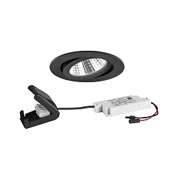Lumi�re encastr�e rond, pivotant IP20, noir  gradable 6W 640lm 3000K 20-40� 20-40� CRI 80-89