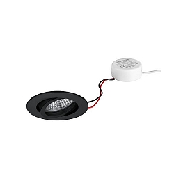 Lumi�re encastr�e TIRREL-R rond, pivotant IP20, noir gradable 6W 680lm 3000K 38� 38� CRI >80