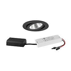 Lumi�re encastr�e rond, pivotant IP20, noir  gradable 6W 640lm 3000K 20-40� 20-40� CRI 80-89
