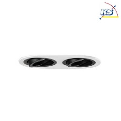 Recessed unit for LED modules, oval, 2 flames, IP20, max. 2x 14W, excl. driver, structured white / black