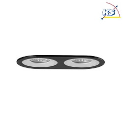 Recessed unit for LED modules, oval, 2 flames, IP20, max. 2x 14W, excl. driver, structured black / structured white