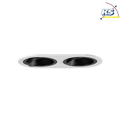 Recessed unit for LED modules, oval, 2 flames, IP20, max. 2x 14W, excl. driver, structured white / black