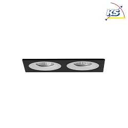 Recessed unit for LED modules, square, 2 flames, IP20, max. 2x 14W, excl. driver, structured black / structured white