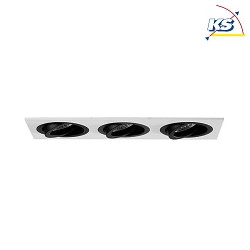 Recessed unit for LED modules, square, 3 flames, IP20, max. 3x 14W, excl. driver, structured white / black