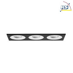 Recessed unit for LED modules, square, 3 flames, IP20, max. 3x 14W, excl. driver, structured black / structured white