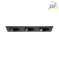 Recessed unit for LED modules, square, 3 flames, IP20, max. 3x 14W, excl. driver, structured black