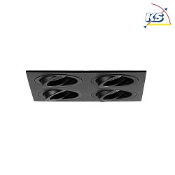 Recessed unit for LED modules, square, 4 flames, IP20, max. 4x 14W, excl. driver, structured black