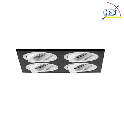 Recessed unit for LED modules, square, 4 flames, IP20, max. 4x 14W, excl. driver, structured black / structured white