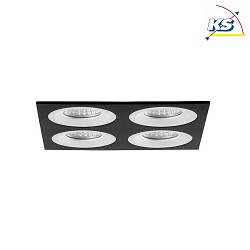 Recessed unit for LED modules, square, 4 flames, IP20, max. 4x 14W, excl. driver, structured black / structured white