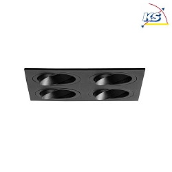 Recessed unit for LED modules, square, 4 flames, IP20, max. 2x 14W, excl. driver, structured black