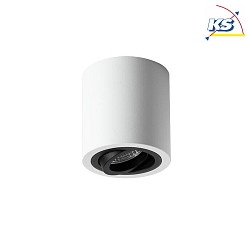Ceiling surface unit for LED modules, round, IP20, max. 8W, excl. driver, structured white / black