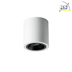 Ceiling surface unit for LED modules, round, IP20, max. 8W, excl. driver, structured white / black