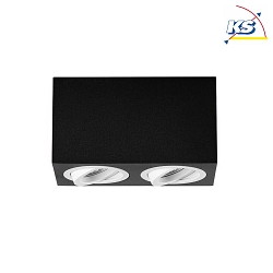 Surface unit for LED modules, square, 2 flames, IP20, max. 2x 8W, structured black / structured white