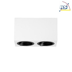 Surface unit for LED modules, square, 2 flames, IP20, max. 2x 8W, structured white / black