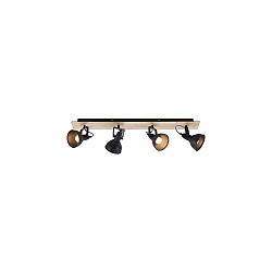 Luminaire de plafond DACTYL 4 flammes, r�glable E14 IP20, lumi�re en bois, noir mat gradable