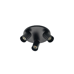 Luminaire de plafond TAGES 3 flammes, rond GU10 IP20, noir mat gradable