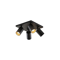 Luminaire de plafond TAGES 4 flammes, carr� GU10 IP20, noir mat gradable