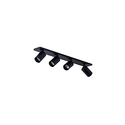 Rampe de projecteurs TAGES 4 flammes, angulaire, langue GU10 IP20, noir mat gradable
