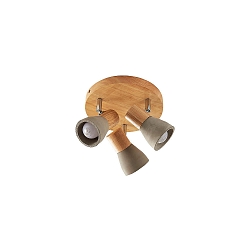 Luminaire de plafond BOLORIA 3 flammes, rond, r�glable E14 IP20, lumi�re en bois gradable