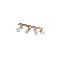 Luminaire de plafond PRUNI 4 flammes, réglable E14 IP20, lumière en bois gradable
