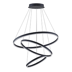 Luminaire à suspension GRAHAM 3 fois, forme de l'anneau IP20, noir mat gradable