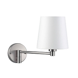 Luminaire mural avec abat-jour, avec bras articulé E27 IP20, nickel mat, blanche gradable