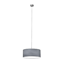 Pendant luminaire SOFT TUBE 480, Ø 48cm, 3 x E27 max. 60W, matt nickel / shade chintz grey / diffuser PC