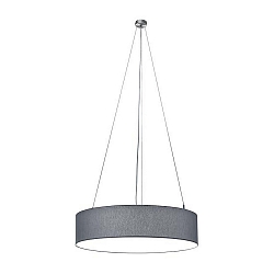 Pendant luminaire SOFT TUBE 780, Ø 48cm, 5 x E27 max. 60W, matt nickel / shade chintz grey / diffuser PC
