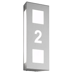 Num�ro de maison lumineux AQUA TRILO - HOUSE NR CUTTED 2 voies, pr�t � l'emploi E27 IP44, acier inoxydable