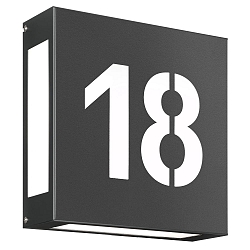 Num�ro de maison lumineux AQUA LEGENDO - NR CUTTED 2 voies, pr�t � l'emploi IP44, anthrazit 