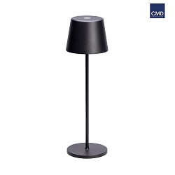 Lampe de table  accu IP65, couvert de poudre, noir mat gradable