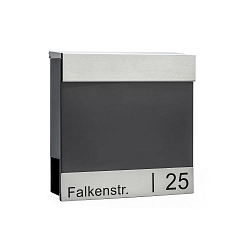 boîte aux lettres avec porte-journaux ENGRAVED INOX BAR gravure au laser, anthrazit, acier inoxydable
