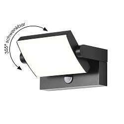 Luminaire mural d’extérieur CCT Switch, inclinable, avec détecteur de mouvement IP54
