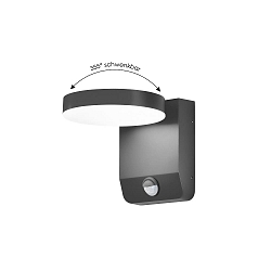 Luminaire mural d’extérieur CCT Switch, inclinable, avec détecteur de mouvement IP54