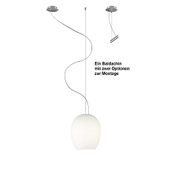 Luminaire à suspension ANUA à 1 flamme E27 IP20, aluminium brossé, mat, blanc opale gradable