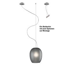 Luminaire à suspension ANUA à 1 flamme E27 IP20, aluminium brossé, gris, mat gradable
