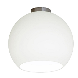 Luminaire de plafond BALL E27 IP20, aluminium brossé, opale, blanc mat gradable