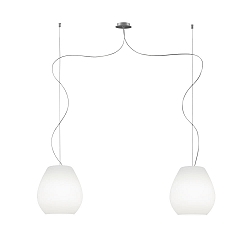 Luminaire à suspension BAGAN à 2 flammes E27 IP20, aluminium brossé, opale, blanc mat gradable