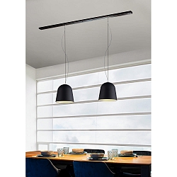 Luminaire à suspension CLAVIO M à 2 flammes, grand, dimmable E27 IP20, anthrazit, noir mat gradable
