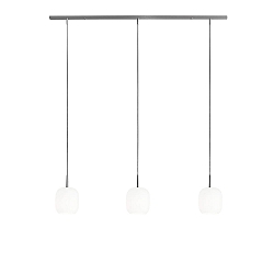 Luminaire à suspension MUREA 3 flammes, court, dimmable E27 IP20, aluminium brossé, opale, blanc mat gradable